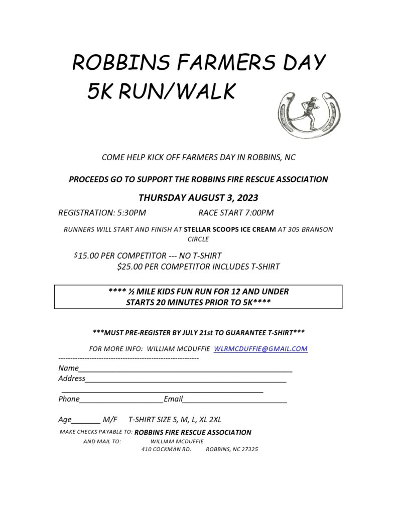 ROBBINS FARMERS DAY 5K RUN/WALK Home of Golf