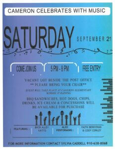 Cameron Celebrates with music event flyer